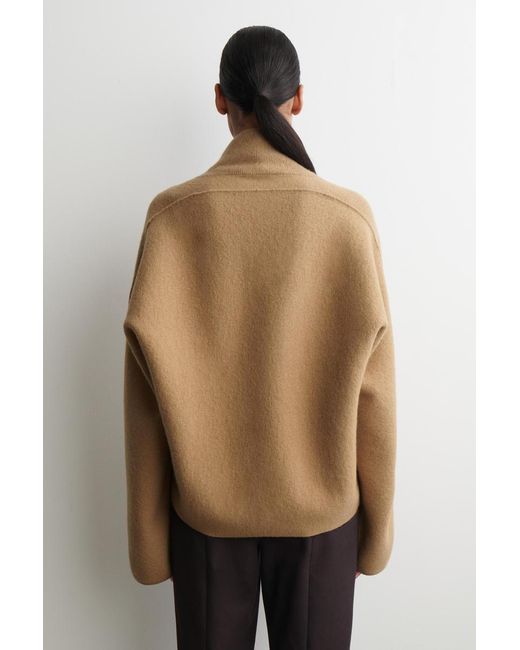 COS Natural Boiled-Wool Funnel-Neck Jumper