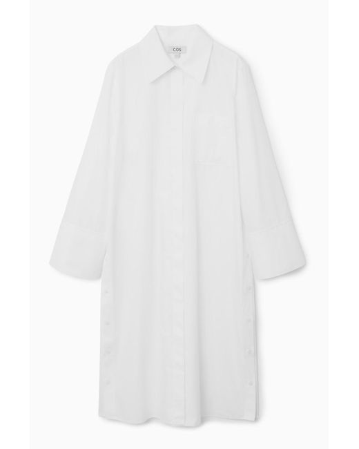 COS White Deconstructed Midi Shirt Dress