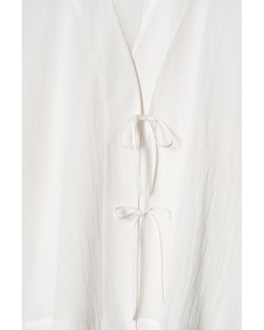 COS White Crinkled Tie-front Beach Shirt