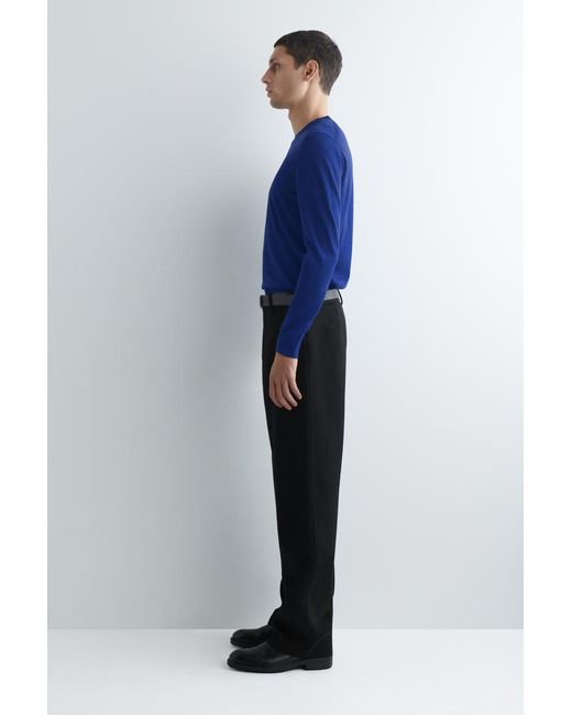 COS Blue Slim Merino Wool Crew-Neck Sweater for men