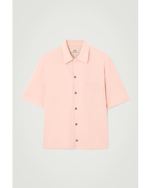 COS Kurzarmhemd Aus Seersucker in Pink für Herren
