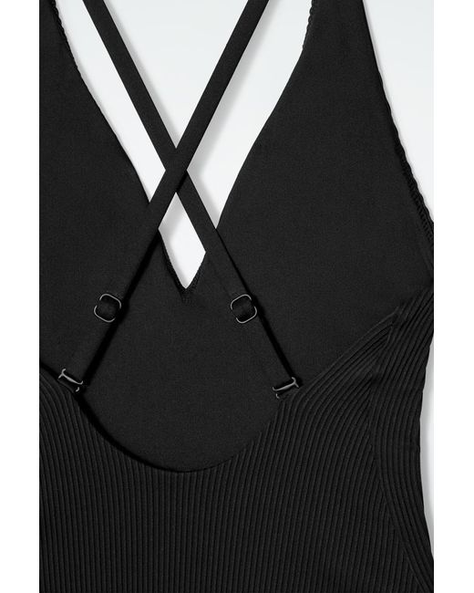 COS Black Ribbed Crossover-back Swimsuit