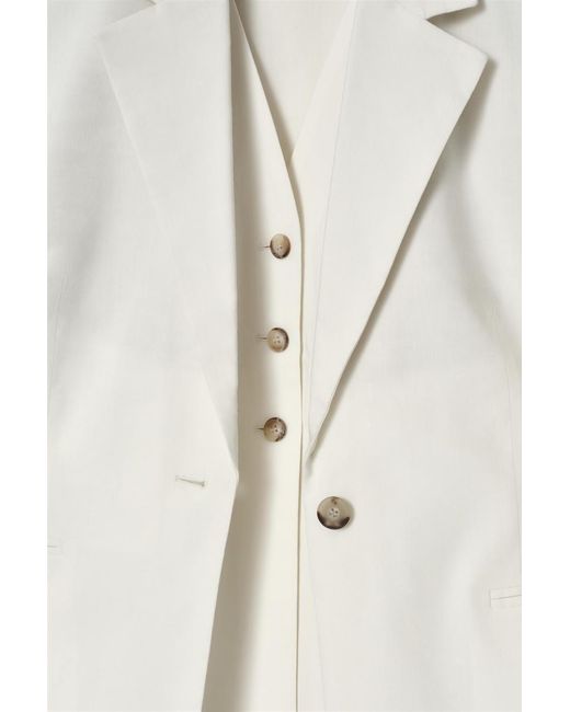 COS White Layered Linen-Blend Blazer