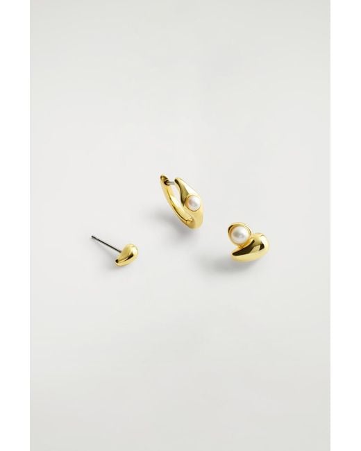 Lot De 3 Boucles D'Oreilles À Perles Et Goutte COS en coloris Multicolor