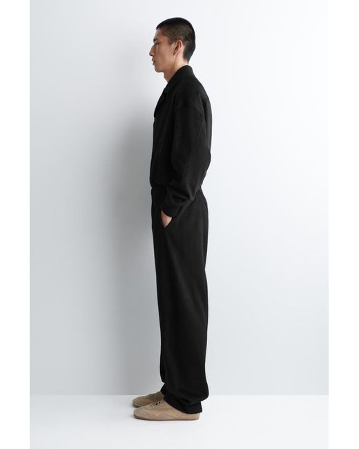 COS Black Wool-Blend Barrel-Leg Pants for men