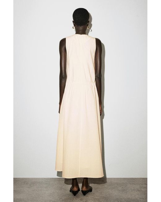 COS White Gathered Tiered Cotton Maxi Dress