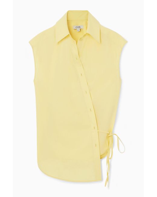 COS Yellow Oversized Sleeveless Wrap Shirt