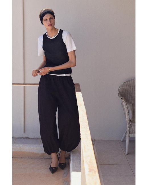 COS Black Ribbed Silk Tank Top