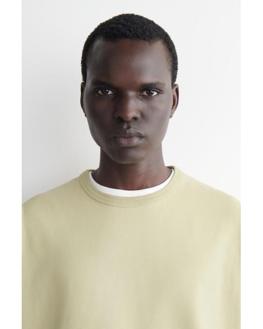 COS White Relaxed Garment-Washed Cotton T-Shirt for men