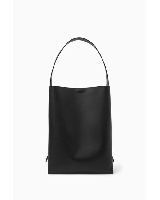 COS Black Folded Shopper - Leather