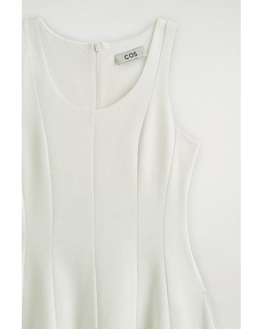 COS White Sculpted Cotton Midi Dress
