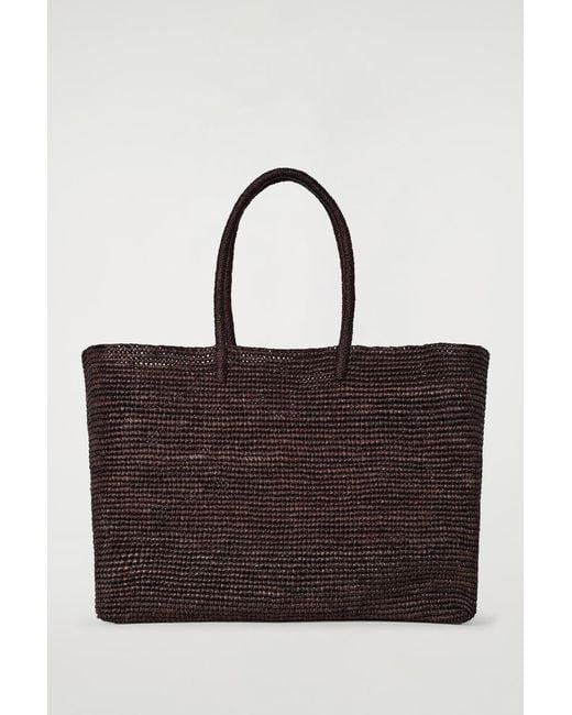 COS Brown Woven Tote Bag - Raffia