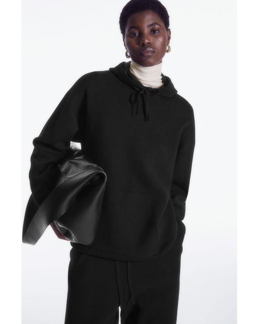 COS Black Double-faced Knitted Hoodie