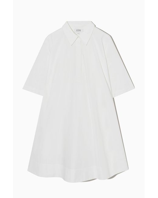 COS White A-line Short-sleeved Shirt Dress