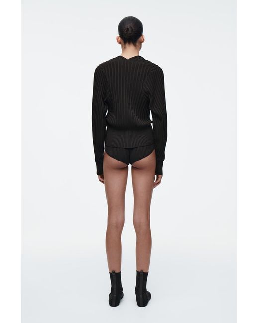 COS Black Rib-knit Silk Micro Shorts