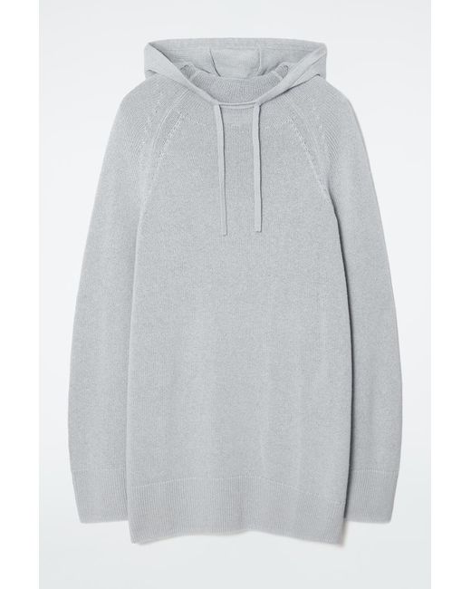 COS Gray Knitted Linen-blend Hoodie