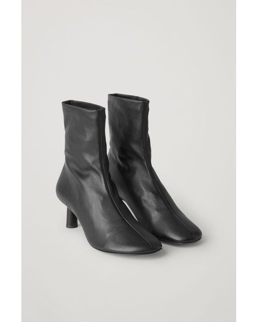 COS Black Nappa Leather Sock-style Ankle Boots