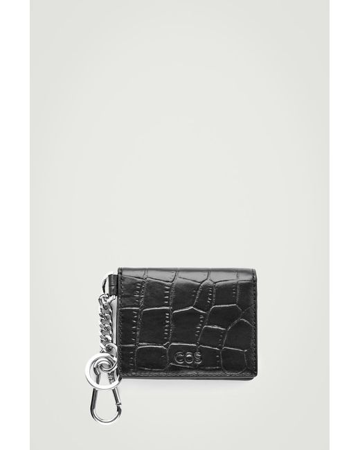 COS Black Croc-effect Leather Wallet for men