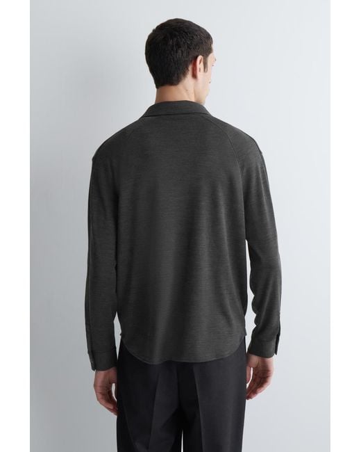 COS Black Wool-Blend Jersey Shirt for men