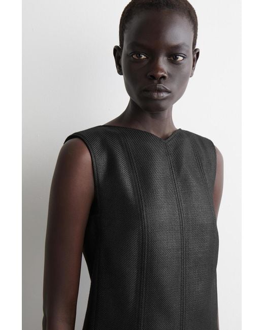 COS Black Metallic Wool-Blend Mini Dress