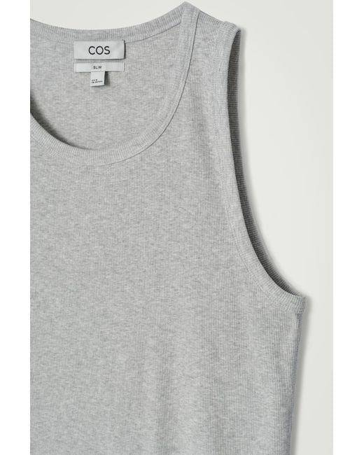 COS Gray Slim Ribbed Cotton Tank Top for men