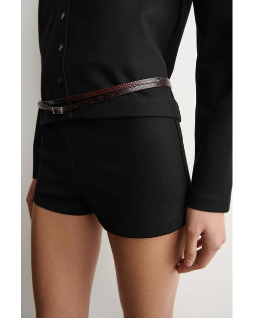 COS Black Minimal Jersey Shorts