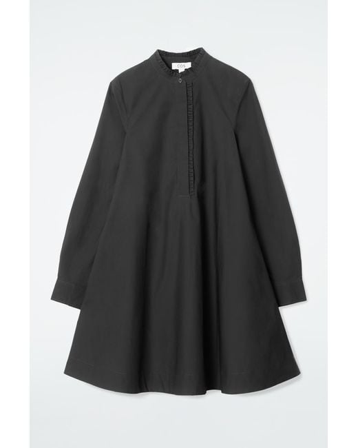 COS Black Ruffled Swing Mini Dress