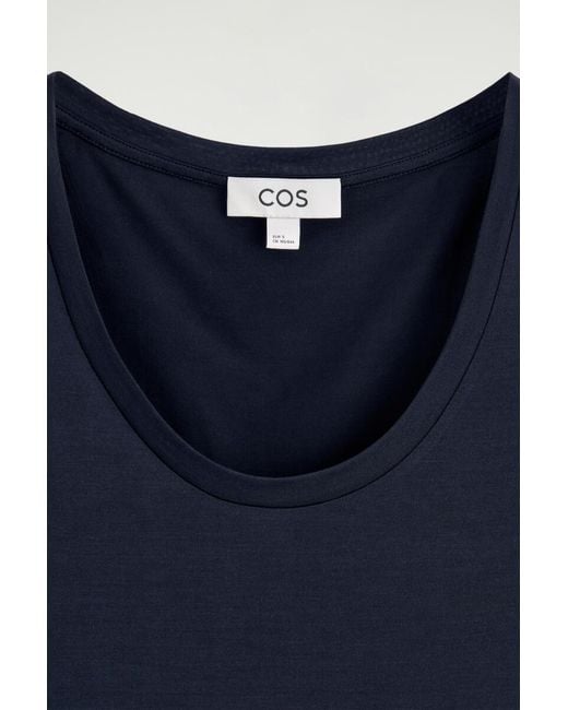 COS Blue Scoop-Neck Silk-Jersey Tank Top