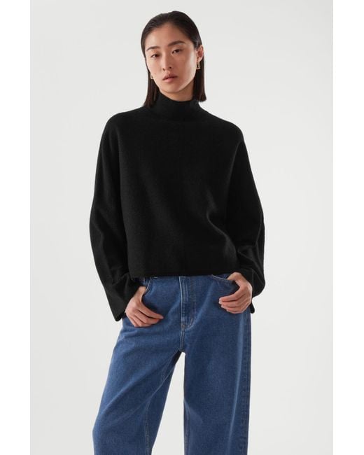 COS Turtleneck Wool Sweater in Black | Lyst