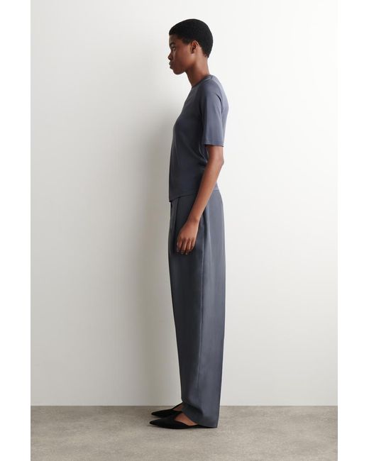 COS Blue Fluid Silk T-Shirt