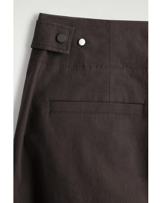 COS Brown Cotton Barrel-Leg Trousers