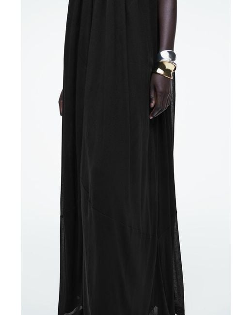 COS Black Gathered Halterneck Maxi Dress