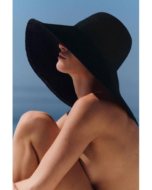 COS Black Wide-Brim Raffia Hat