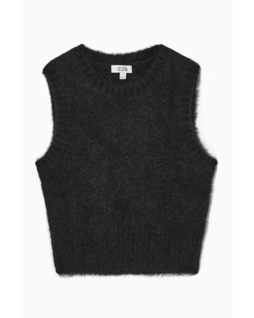 COS Wool Regular-fit Mohair Knitted Vest in Black | Lyst