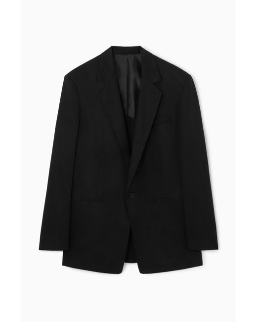 COS Black Relaxed Longline Single-breasted Blazer for men