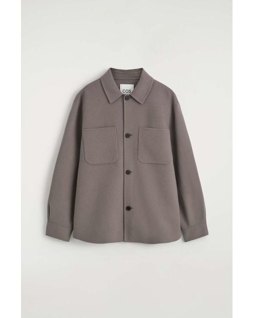 COS Brown Double-Faced Wool Overshirt for men