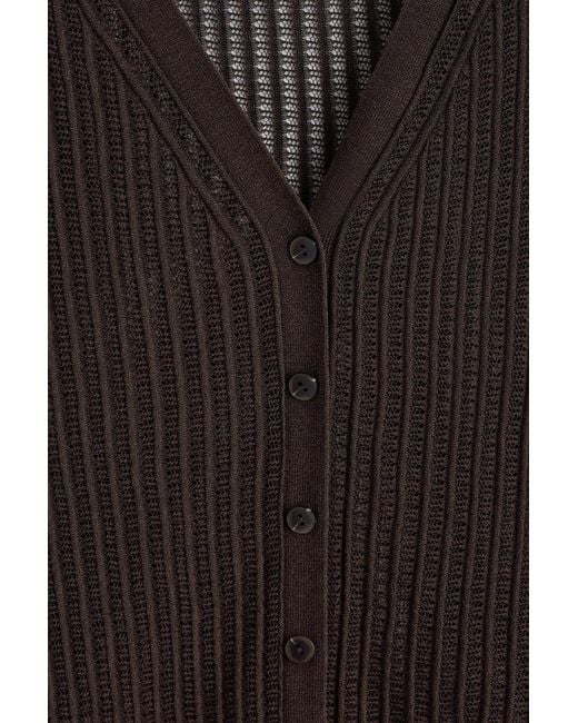 COS Black Ribbed Open-Knit Cardigan