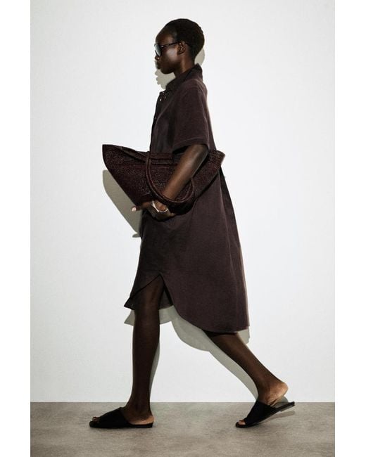 COS Black Short-Sleeved Linen Shirt Dress