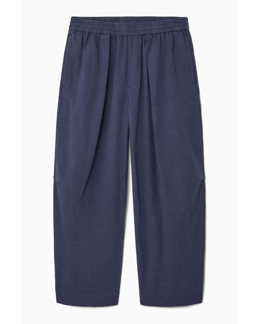 COS Blue Pleated Wide-leg Chambray Pants for men
