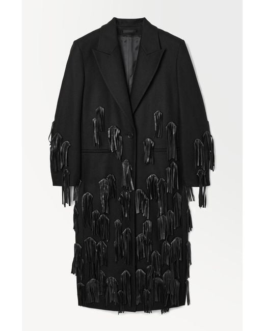 COS Black The Leather-tasselled Wool Coat