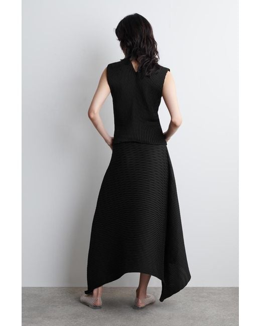 cos waisted pleated midi dress COS Striped Gathered-Waist Midi Dress