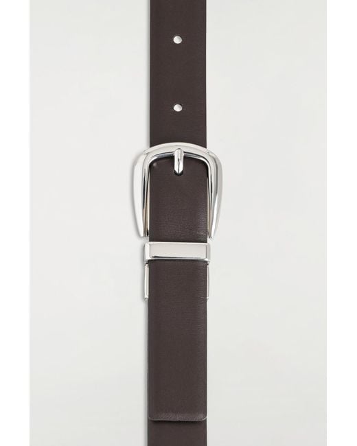 COS White Reversible Leather Belt for men
