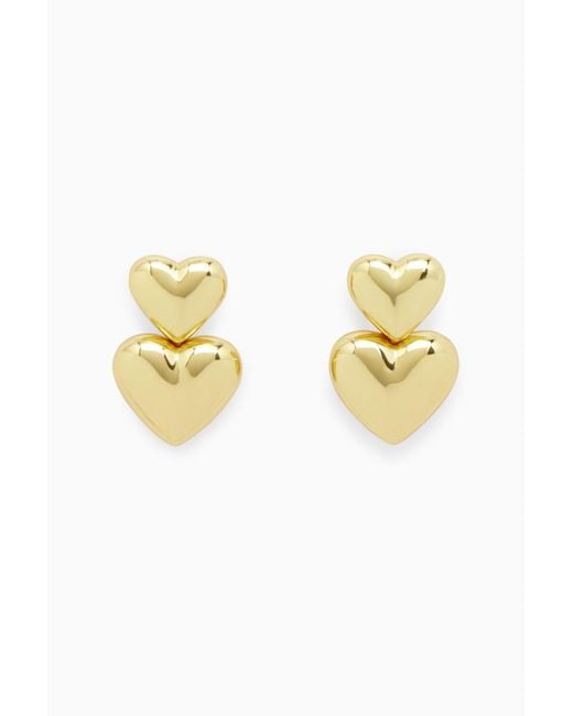 COS Metallic Convertible Heart Drop Earrings