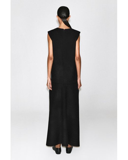 COS Black Dropped-Waist Double-Faced Wool Dress