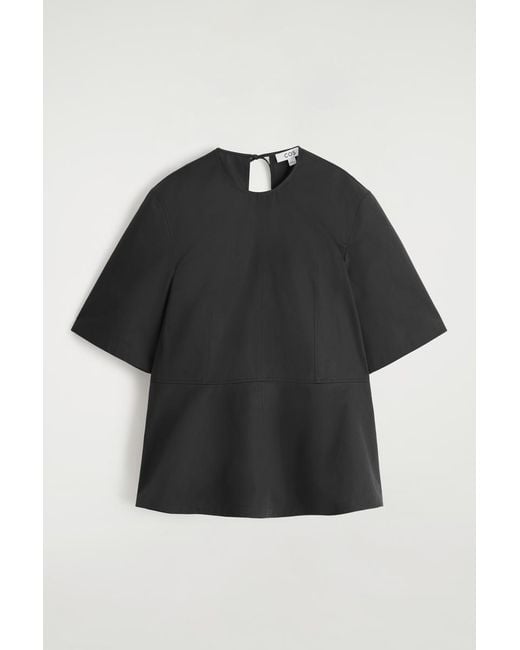 COS Black Cotton Peplum Top