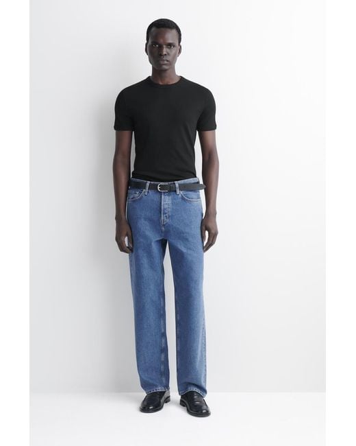 COS Slim Ribbed Cotton T-shirt in Black for Men | Lyst