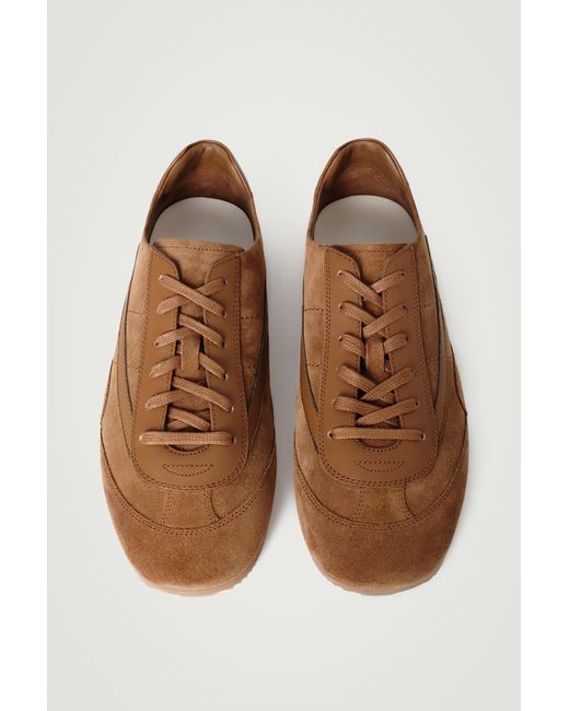COS Brown Minimal Suede Trainers for men