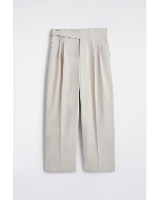 COS White Belt-Detail Pleated Relaxed-Fit Wide-Leg Trousers for men