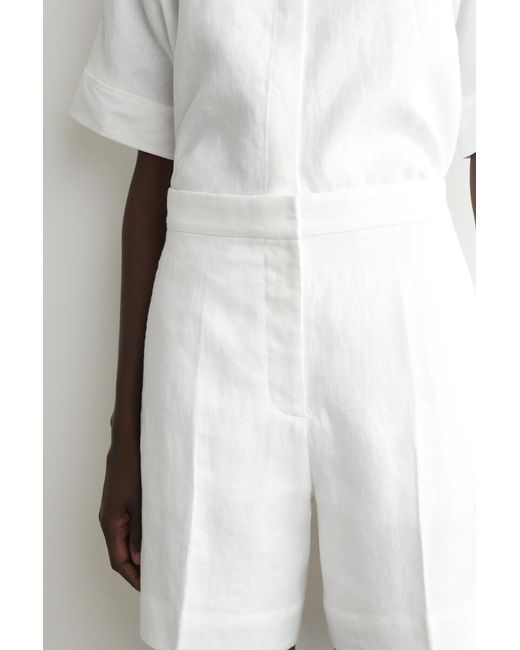 COS White Tailored Elasticated Linen Shorts