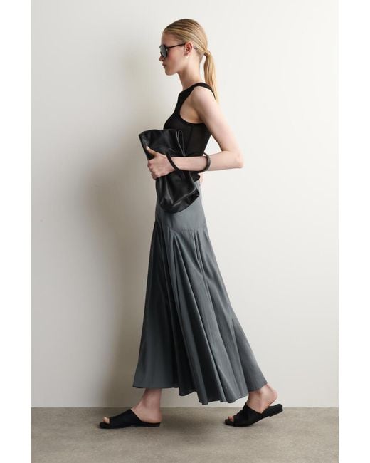 COS Gray Paneled A-Line Maxi Skirt